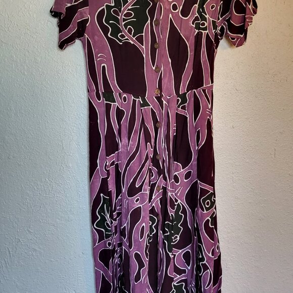 Magic Forest Purple Button Up Dress with Tie Back - Picture 7 of 10